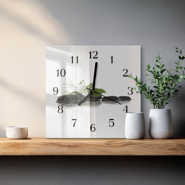 Wanduhr aus glas Zen-Steine