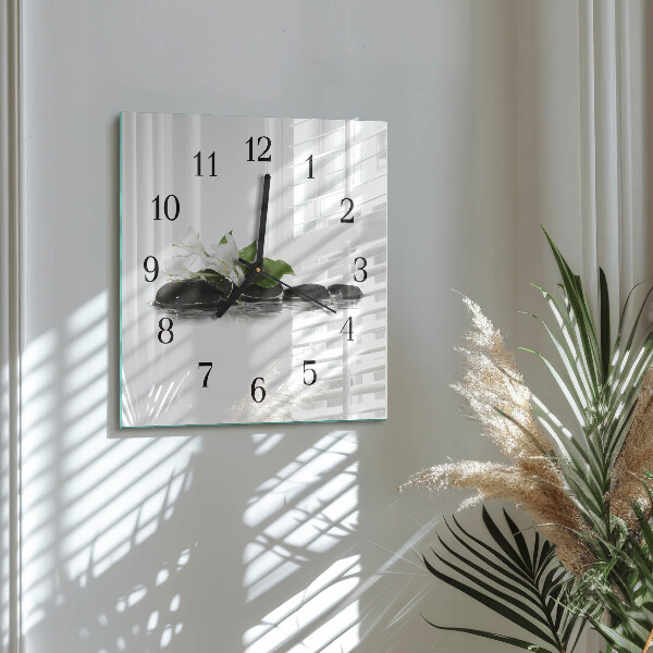 Wanduhr aus glas Zen-Steine