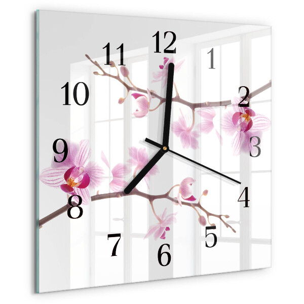 Wanduhr aus glas Orchidee
