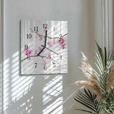 Wanduhr aus glas Orchidee