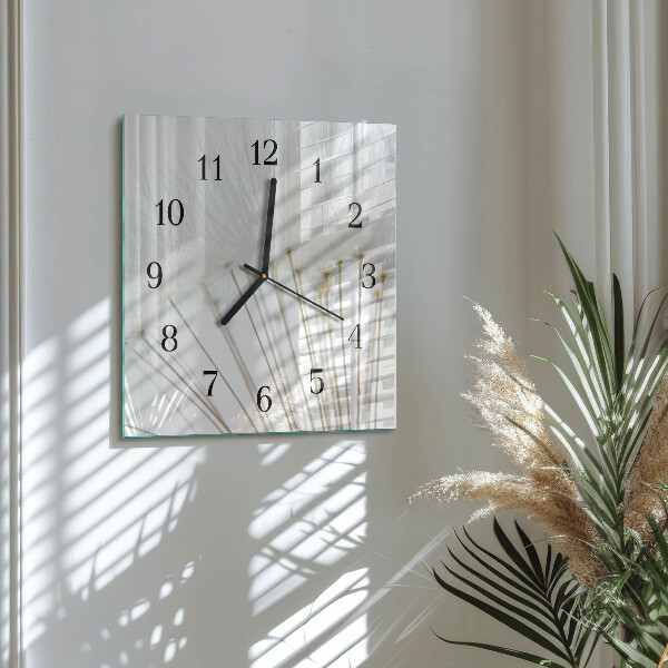 Wanduhr aus glas Löwenzahn