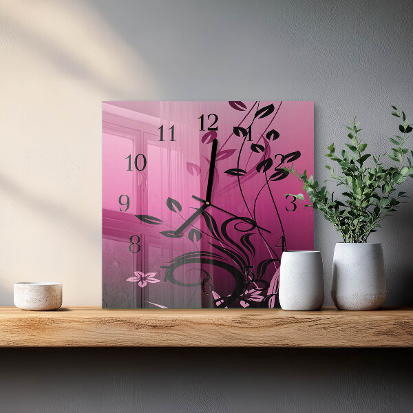 Wanduhr aus glas Blumenkunst