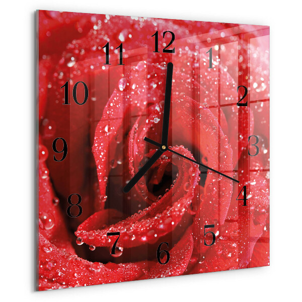 Wanduhr aus glas Rose