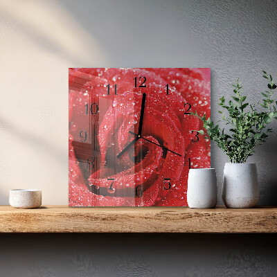 Wanduhr aus glas Rose