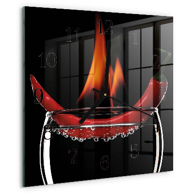 Wanduhr aus glas Chili-Feuer