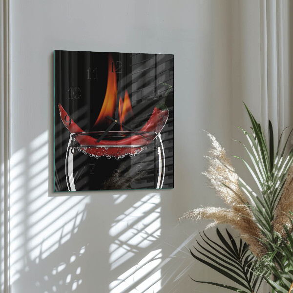 Wanduhr aus glas Chili-Feuer