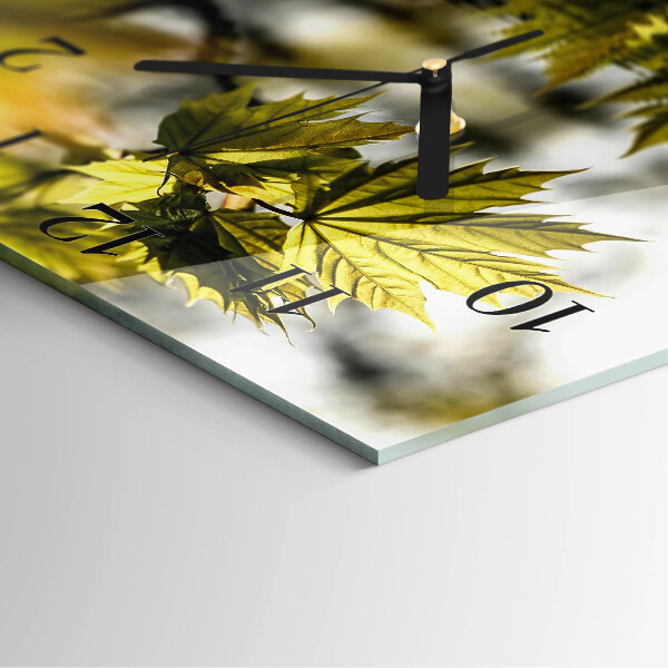 Wanduhr aus glas Ahornblatt
