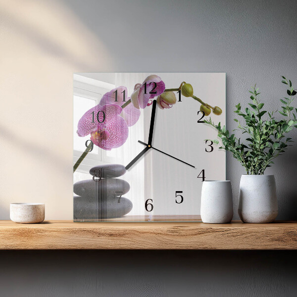 Wanduhr aus glas Orchidee