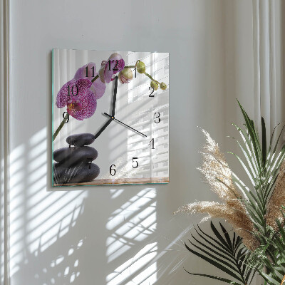 Wanduhr aus glas Orchidee