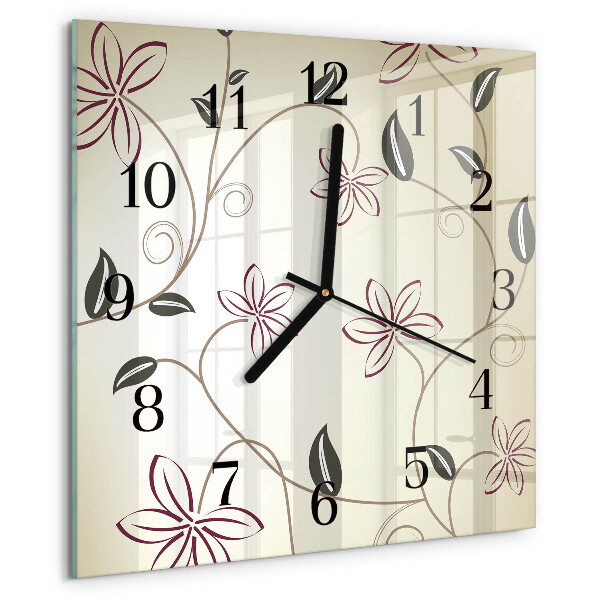 Wanduhr aus glas Blumenkunst
