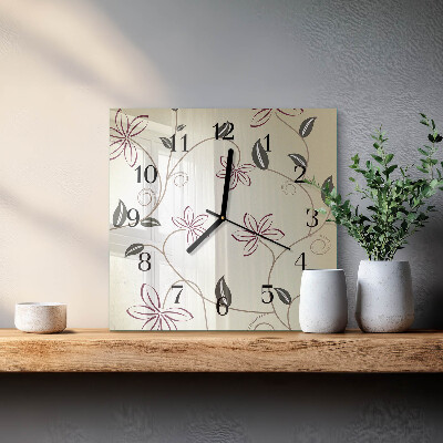 Wanduhr aus glas Blumenkunst
