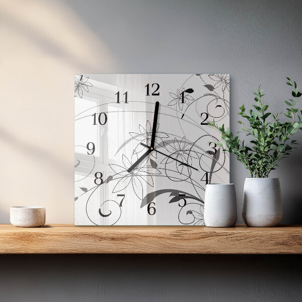 Wanduhr aus glas Blumenkunst