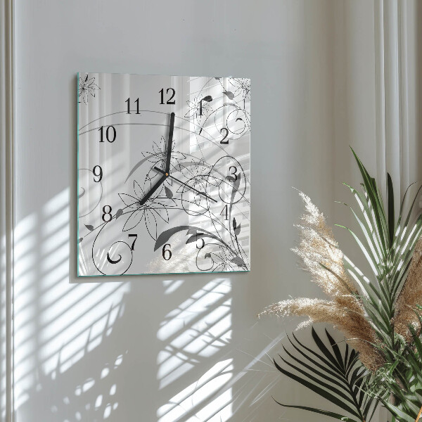 Wanduhr aus glas Blumenkunst