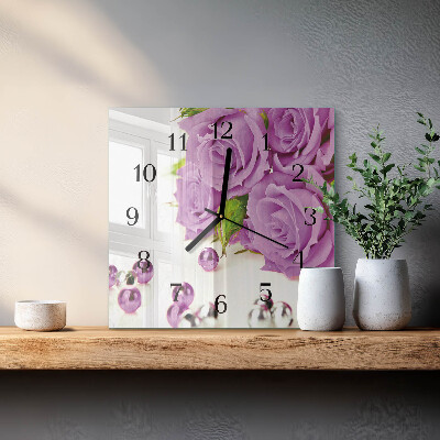 Wanduhr aus glas Rosen