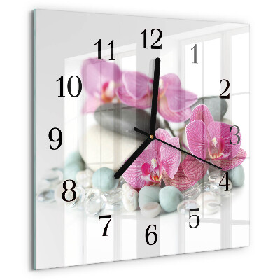 Wanduhr aus glas Orchideen