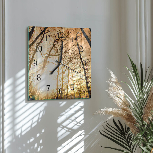 Wanduhr aus glas Bäume