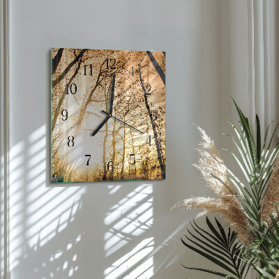 Wanduhr aus glas Bäume