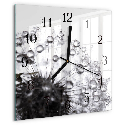 Wanduhr aus glas Löwenzahn