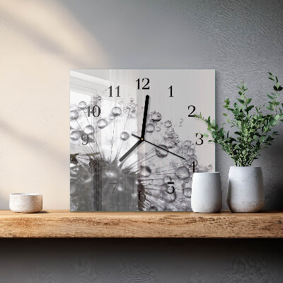 Wanduhr aus glas Löwenzahn