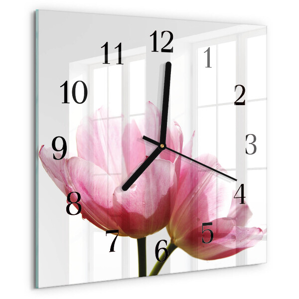 Wanduhr aus glas Tulpen