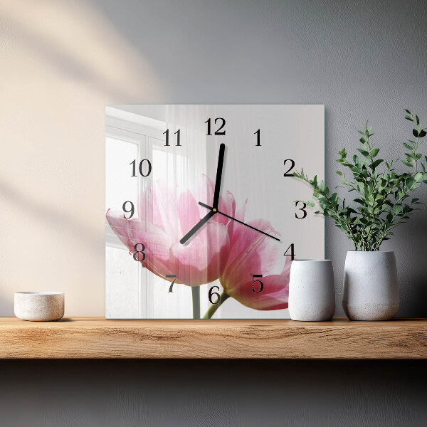 Wanduhr aus glas Tulpen