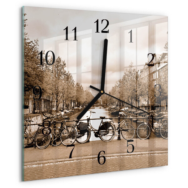 Wanduhr aus glas Amsterdam Sepia