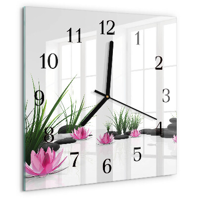 Wanduhr aus glas Lotosblume