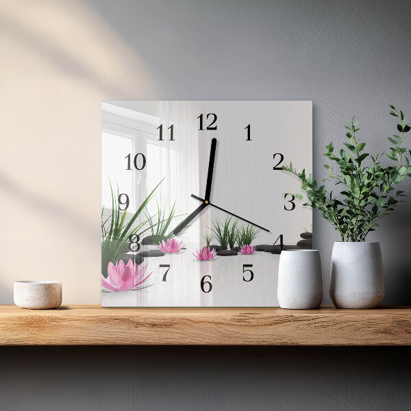 Wanduhr aus glas Lotosblume