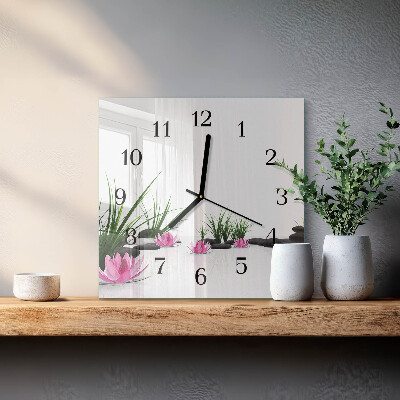 Wanduhr aus glas Lotosblume