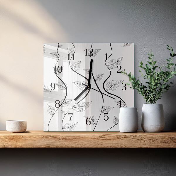 Wanduhr aus glas Die Kunst der Blätter