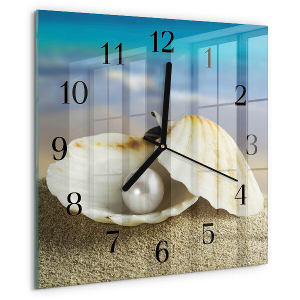 Wanduhr aus glas Muschelperle