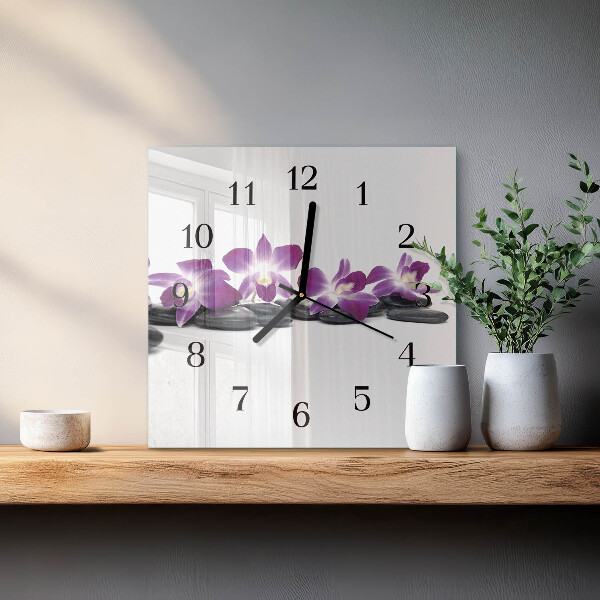 Wanduhr aus glas Orchidee