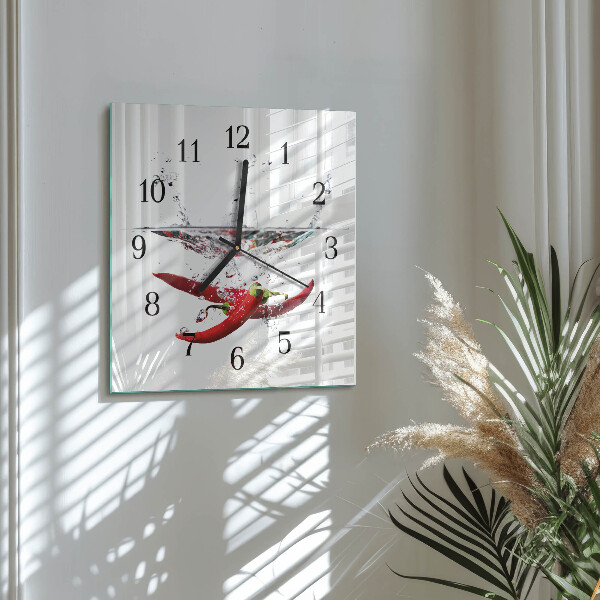 Wanduhr aus glas Chilischoten