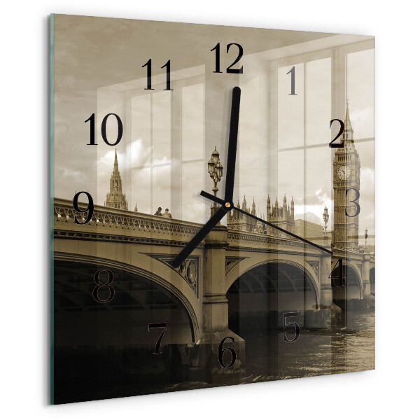 Wanduhr aus glas Sepia-Brücke