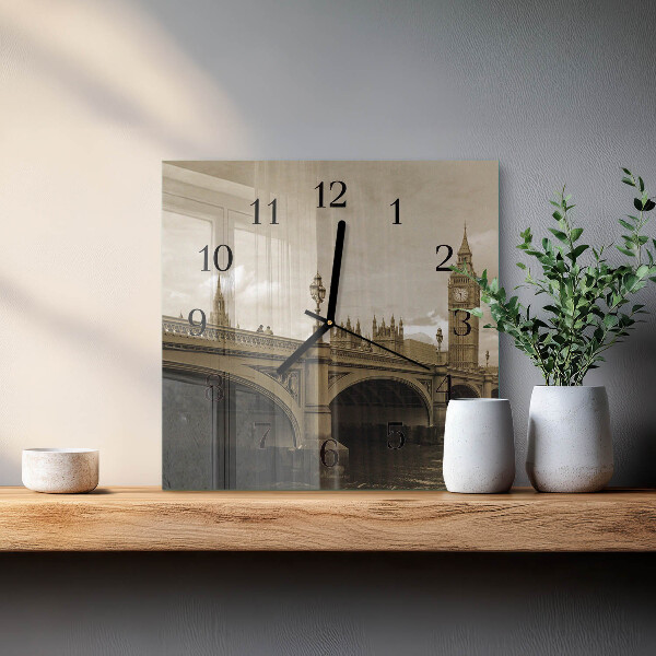 Wanduhr aus glas Sepia-Brücke