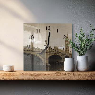Wanduhr aus glas Sepia-Brücke