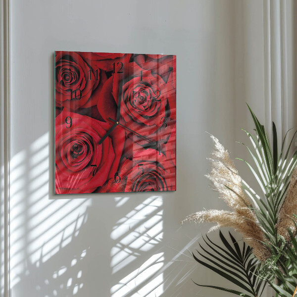 Wanduhr aus glas Rosen
