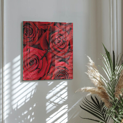 Wanduhr aus glas Rosen