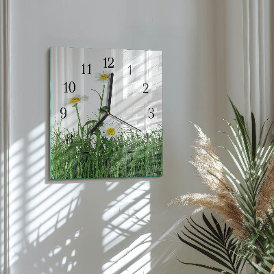 Wanduhr aus glas Gänseblümchen