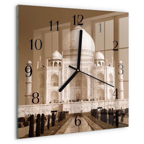 Wanduhr aus glas Taj Mahal Sepia