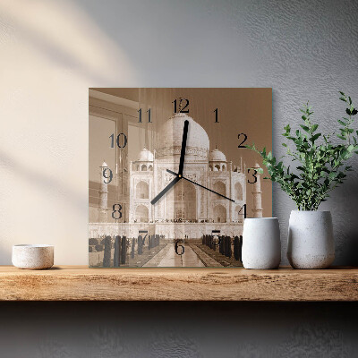 Wanduhr aus glas Taj Mahal Sepia