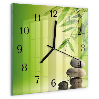 Wanduhr aus glas Bambussteine
