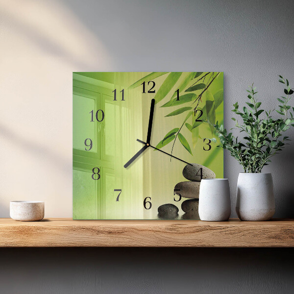 Wanduhr aus glas Bambussteine