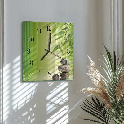 Wanduhr aus glas Bambussteine
