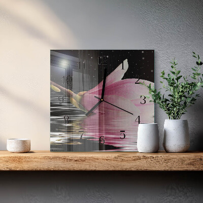 Wanduhr aus glas Magnolienblüte
