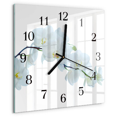 Wanduhr aus glas Orchidee