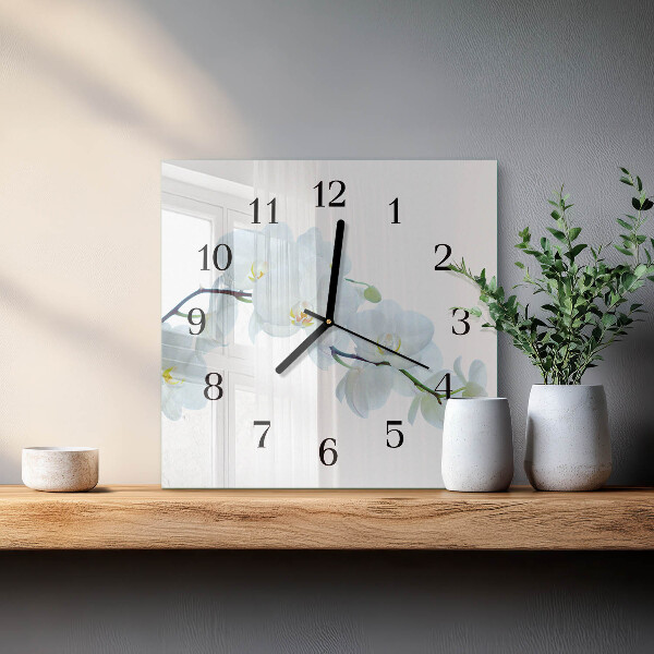Wanduhr aus glas Orchidee