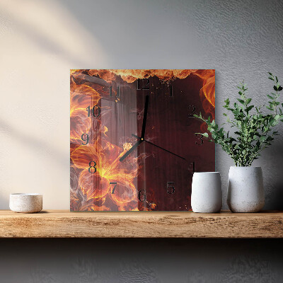 Wanduhr aus glas Blumen des Feuers
