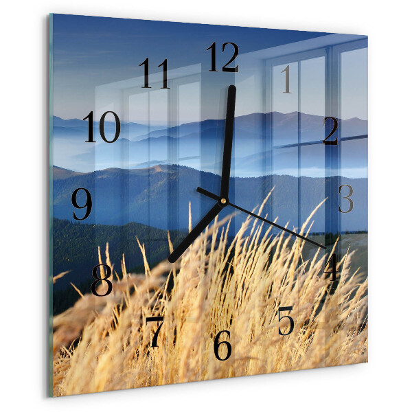 Wanduhr aus glas Berge Gras