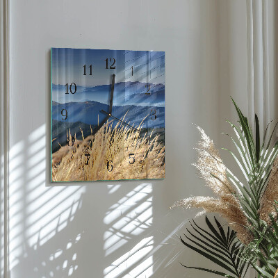 Wanduhr aus glas Berge Gras